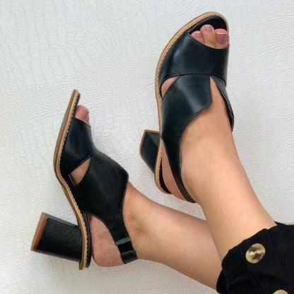 Dames Sandalen met Blokhak Open Teen Elegant Comfortabel Leer Bordeauxrood Zomerschoenen