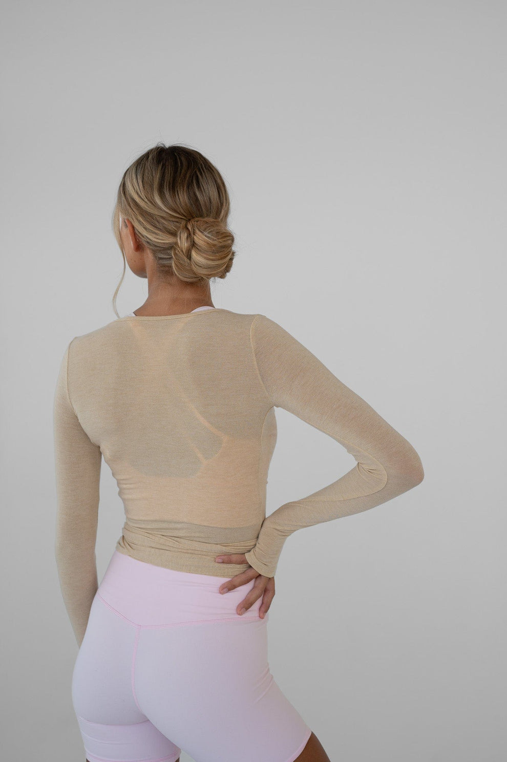 Yoga Blouse Lange Mouwen Wikkel Top voor Vrouwen