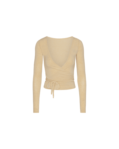 Yoga Blouse Lange Mouwen Wikkel Top voor Vrouwen