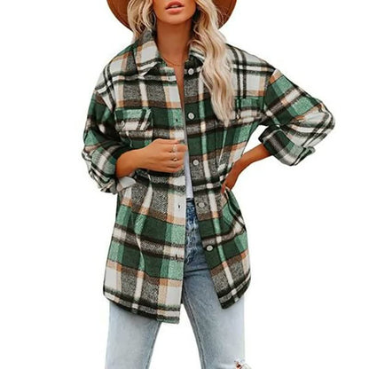 Dames Overshirt Geruit met Zakken Modern Design