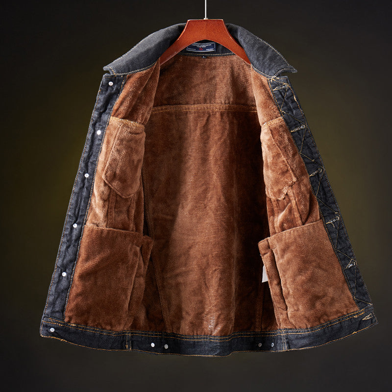 Heren Denim Jas Sherpa Voering Warm en Stoer