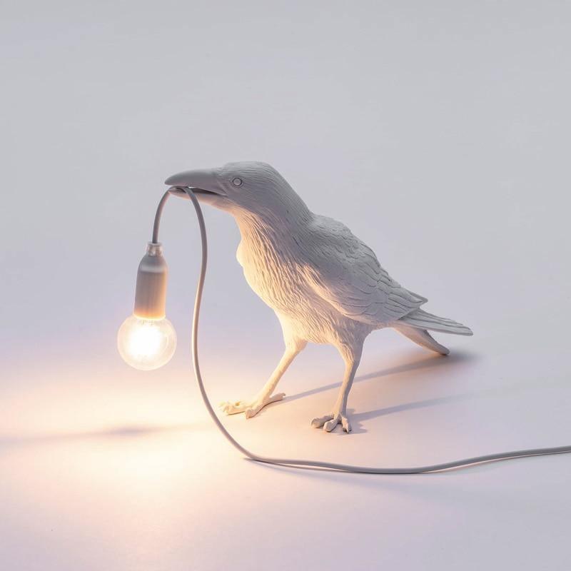 Raaf Tafellamp Silhouet Zwart Wit Decoratief LED Leeslamp Mystieke Sfeerverlichting Boekenkast Bureau