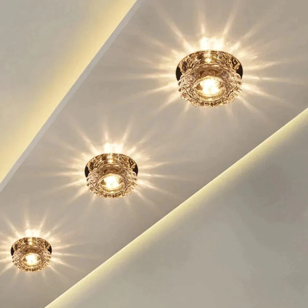 Modern Kristal Plafondlamp LED RVS Basis Opbouw Verlichting Woonkamer Gang