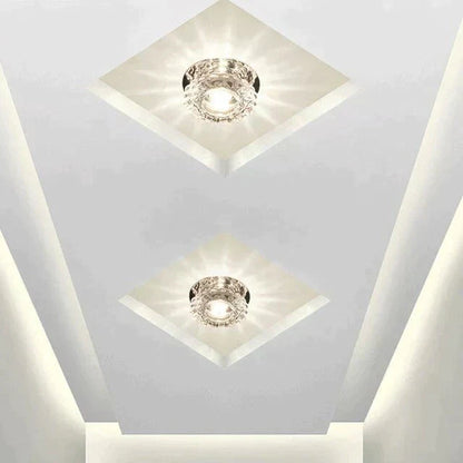 Modern Kristal Plafondlamp LED RVS Basis Opbouw Verlichting Woonkamer Gang