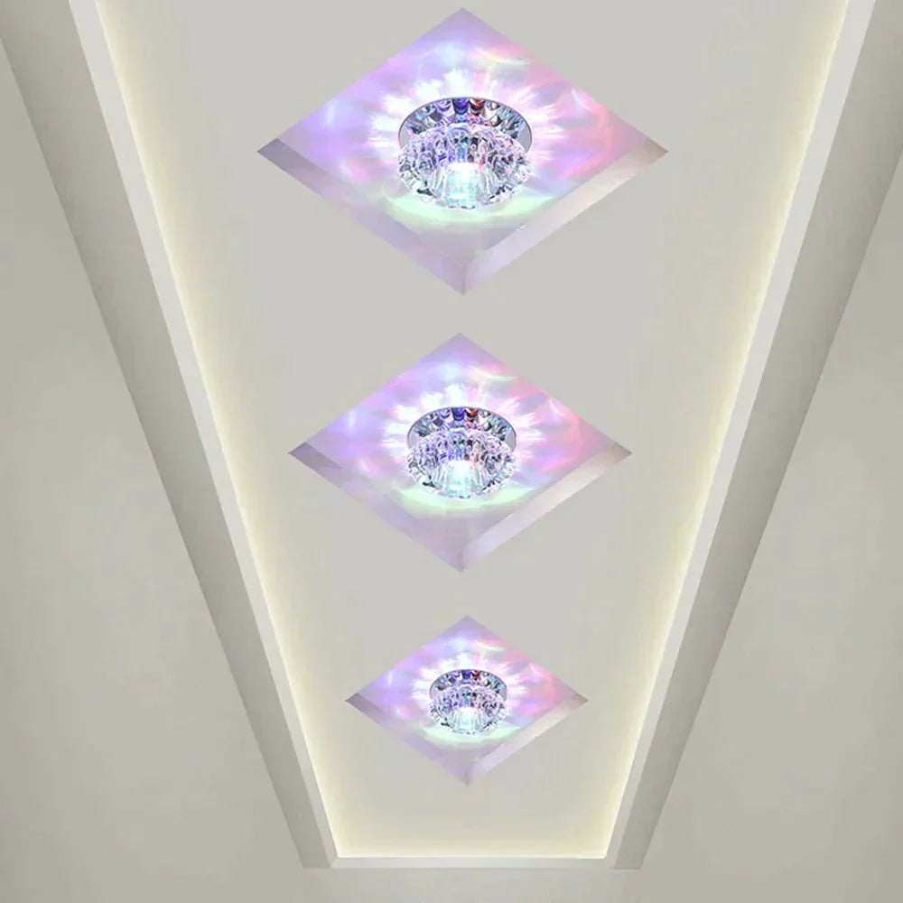 Modern Kristal Plafondlamp LED RVS Basis Opbouw Verlichting Woonkamer Gang