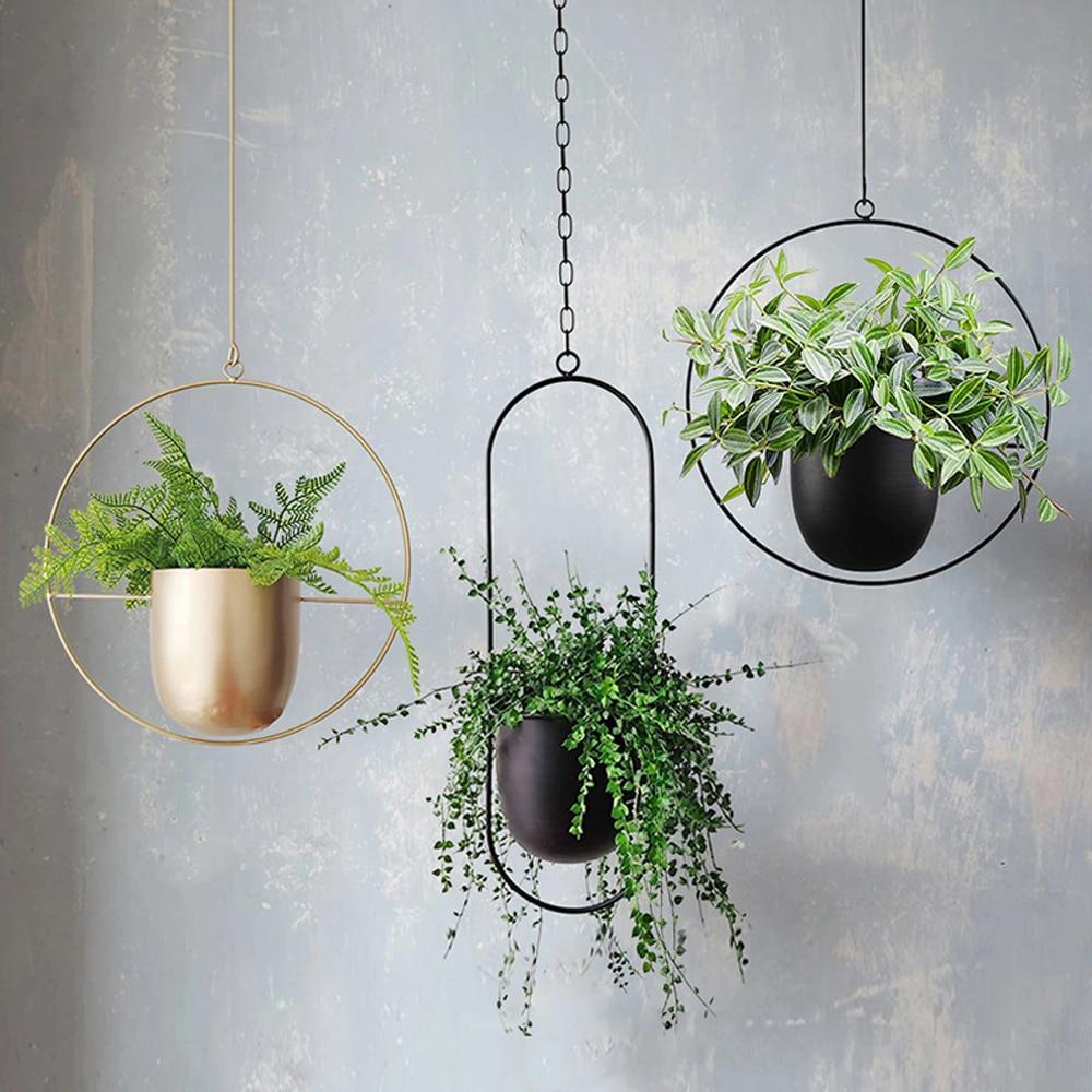 Wandplantenhouder met Minimalistisch IJzeren Frame voor Hangplanten