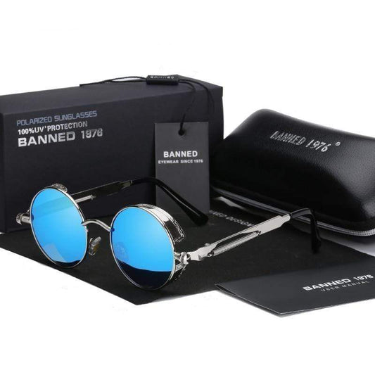 Retro Ronde Gepolariseerde Zonnebril Steampunk Stijl UV400 Bescherming Heren Vintage Eyewear Metalen Montuur
