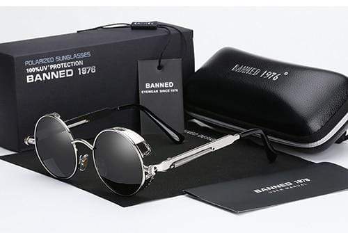 Retro Ronde Gepolariseerde Zonnebril Steampunk Stijl UV400 Bescherming Heren Vintage Eyewear Metalen Montuur