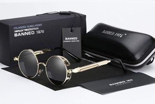 Retro Ronde Gepolariseerde Zonnebril Steampunk Stijl UV400 Bescherming Heren Vintage Eyewear Metalen Montuur
