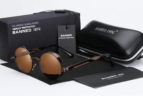 Retro Ronde Gepolariseerde Zonnebril Steampunk Stijl UV400 Bescherming Heren Vintage Eyewear Metalen Montuur