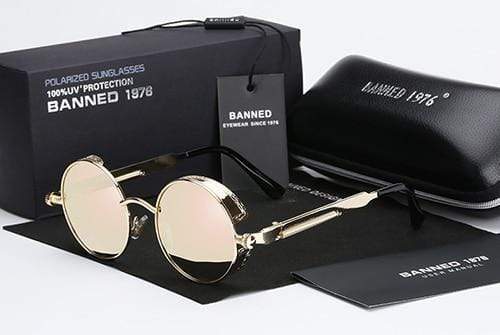 Retro Ronde Gepolariseerde Zonnebril Steampunk Stijl UV400 Bescherming Heren Vintage Eyewear Metalen Montuur