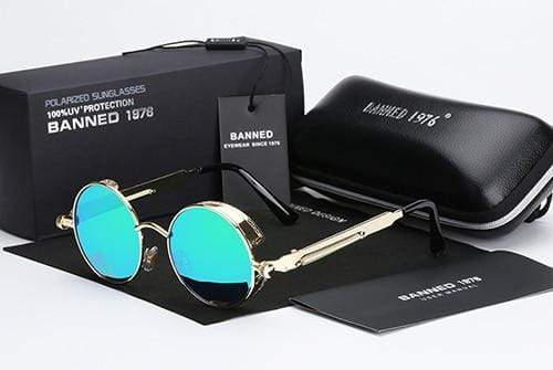 Retro Ronde Gepolariseerde Zonnebril Steampunk Stijl UV400 Bescherming Heren Vintage Eyewear Metalen Montuur