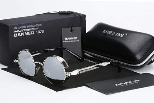 Retro Ronde Gepolariseerde Zonnebril Steampunk Stijl UV400 Bescherming Heren Vintage Eyewear Metalen Montuur