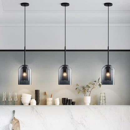 Moderne Hanglamp Dubbel Glas Smoked Grey Rust Eetkamer Vintage Verlichting Scandinavisch Design Mid-Century Stijl