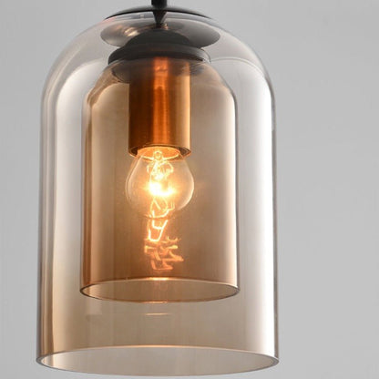 Moderne Hanglamp Dubbel Glas Smoked Grey Rust Eetkamer Vintage Verlichting Scandinavisch Design Mid-Century Stijl