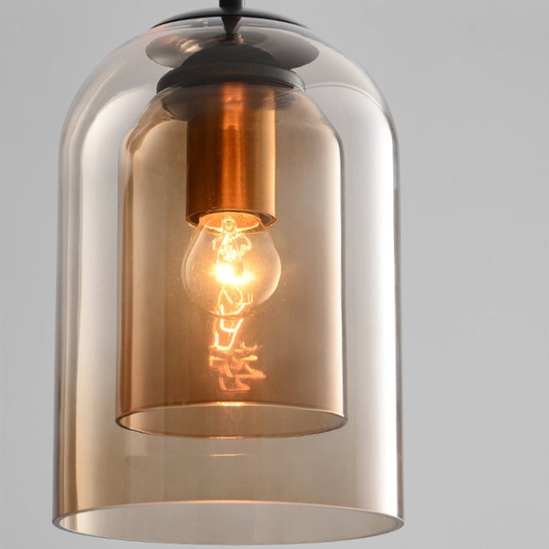 Hanglamp Glas Dubbel E27 Rookglas Amber Vintage Retro Woonkamer Eetkamer Keuken Sfeerverlichting Industrieel Modern