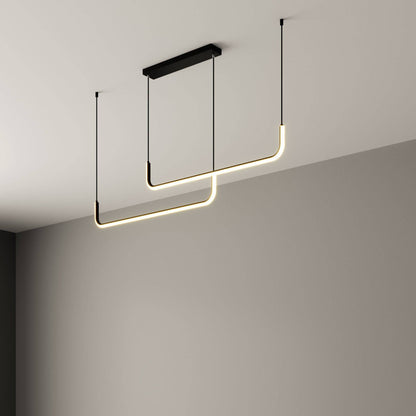 Hanglamp LED Aluminium Zwart Modern Eetkamer Woonkamer Dimbaar Lineaire Pendellamp Minimalistische Plafondlamp Tafel