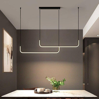 Hanglamp LED Aluminium Zwart Modern Eetkamer Woonkamer Dimbaar Lineaire Pendellamp Minimalistische Plafondlamp Tafel