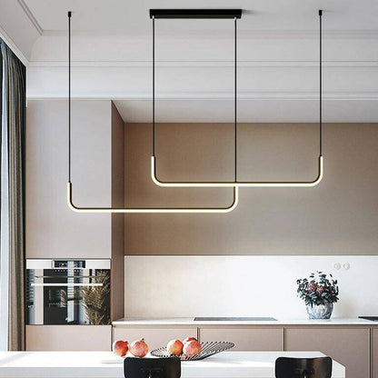 Hanglamp LED Aluminium Zwart Modern Eetkamer Woonkamer Dimbaar Lineaire Pendellamp Minimalistische Plafondlamp Tafel