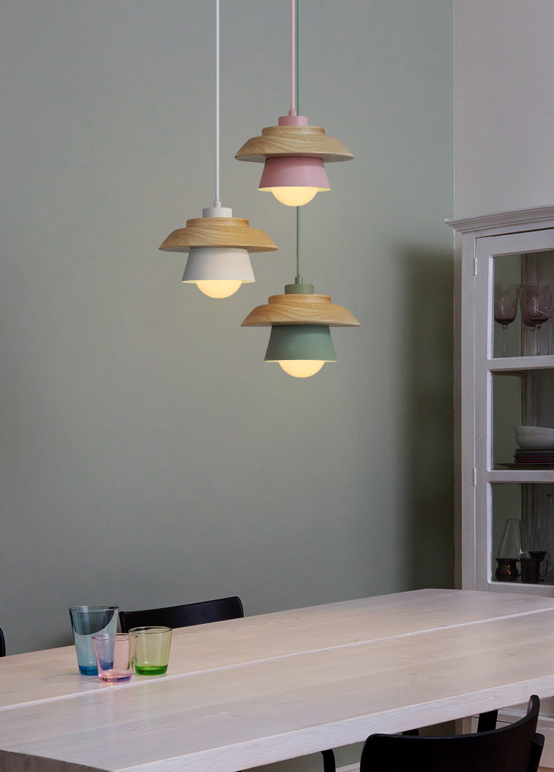 Hanglamp Hout Aluminium Scandinavisch Zwart Roze Groen Grijs Wit E27 Woonkamer Eetkamer