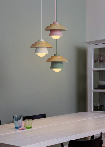 Hanglamp Hout Aluminium Scandinavisch Zwart Roze Groen Grijs Wit E27 Woonkamer Eetkamer