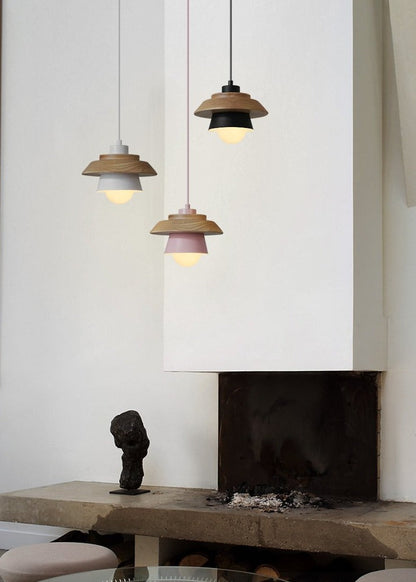 Hanglamp Hout Aluminium Scandinavisch Zwart Roze Groen Grijs Wit E27 Woonkamer Eetkamer