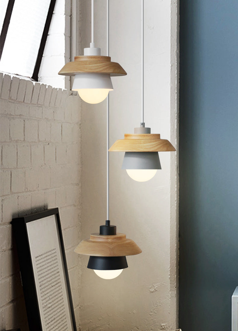 Hanglamp Hout Aluminium Scandinavisch Zwart Roze Groen Grijs Wit E27 Woonkamer Eetkamer