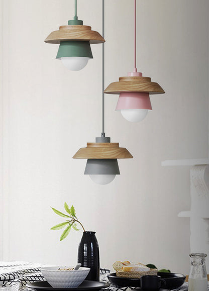 Hanglamp Hout Aluminium Scandinavisch Zwart Roze Groen Grijs Wit E27 Woonkamer Eetkamer