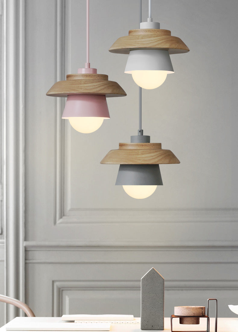 Hanglamp Hout Aluminium Scandinavisch Zwart Roze Groen Grijs Wit E27 Woonkamer Eetkamer
