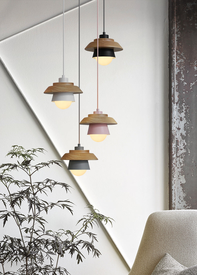 Hanglamp Hout Aluminium Scandinavisch Zwart Roze Groen Grijs Wit E27 Woonkamer Eetkamer