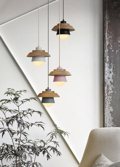 Hanglamp Hout Aluminium Scandinavisch Zwart Roze Groen Grijs Wit E27 Woonkamer Eetkamer