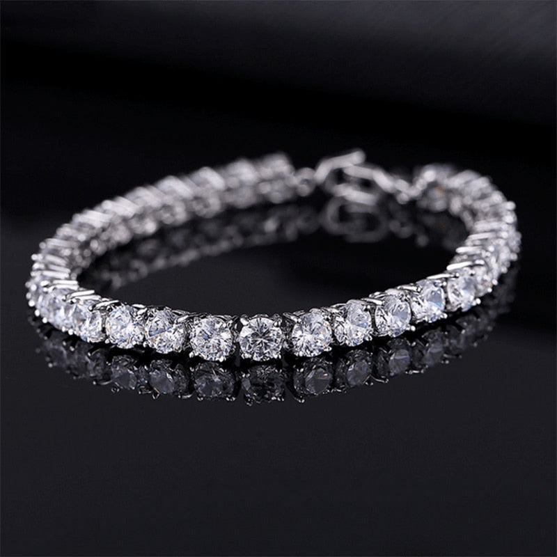 Elegante Schakelarmband met Zirkonia Stenen | Luxe Tennisarmband voor Dames en Heren | Geometrisch Design Polssieraad met Glanzende Kristallen | Verstelbare Feestelijke Armband Zilver Goud