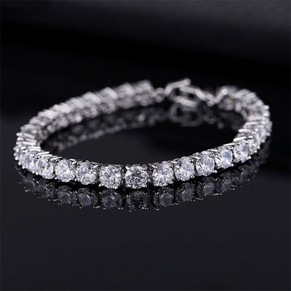 Elegante Schakelarmband met Zirkonia Stenen | Luxe Tennisarmband voor Dames en Heren | Geometrisch Design Polssieraad met Glanzende Kristallen | Verstelbare Feestelijke Armband Zilver Goud