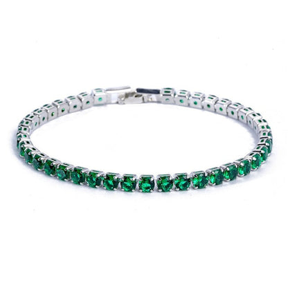 Elegante Schakelarmband met Zirkonia Stenen | Luxe Tennisarmband voor Dames en Heren | Geometrisch Design Polssieraad met Glanzende Kristallen | Verstelbare Feestelijke Armband Zilver Goud