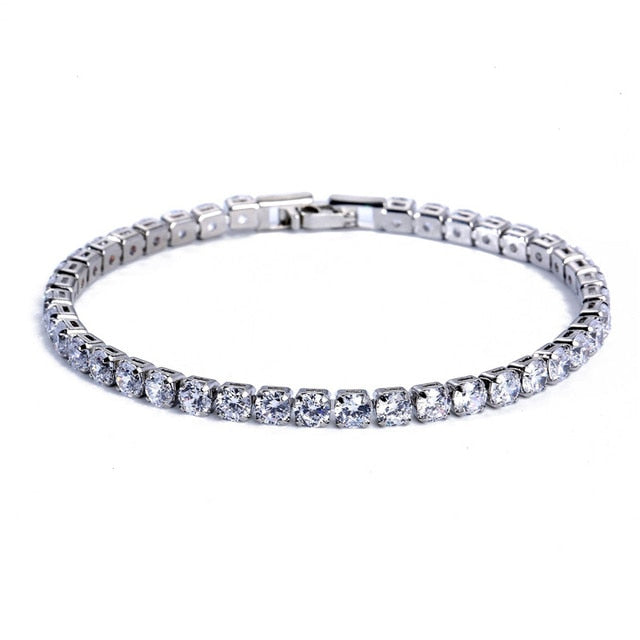 Elegante Schakelarmband met Zirkonia Stenen | Luxe Tennisarmband voor Dames en Heren | Geometrisch Design Polssieraad met Glanzende Kristallen | Verstelbare Feestelijke Armband Zilver Goud