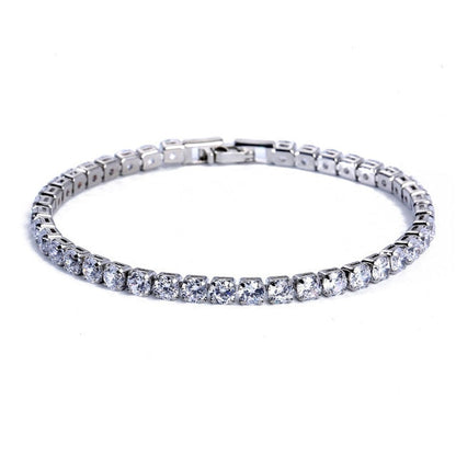 Elegante Schakelarmband met Zirkonia Stenen | Luxe Tennisarmband voor Dames en Heren | Geometrisch Design Polssieraad met Glanzende Kristallen | Verstelbare Feestelijke Armband Zilver Goud