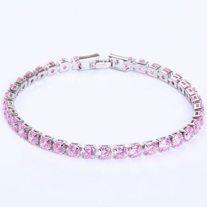 Elegante Schakelarmband met Zirkonia Stenen | Luxe Tennisarmband voor Dames en Heren | Geometrisch Design Polssieraad met Glanzende Kristallen | Verstelbare Feestelijke Armband Zilver Goud
