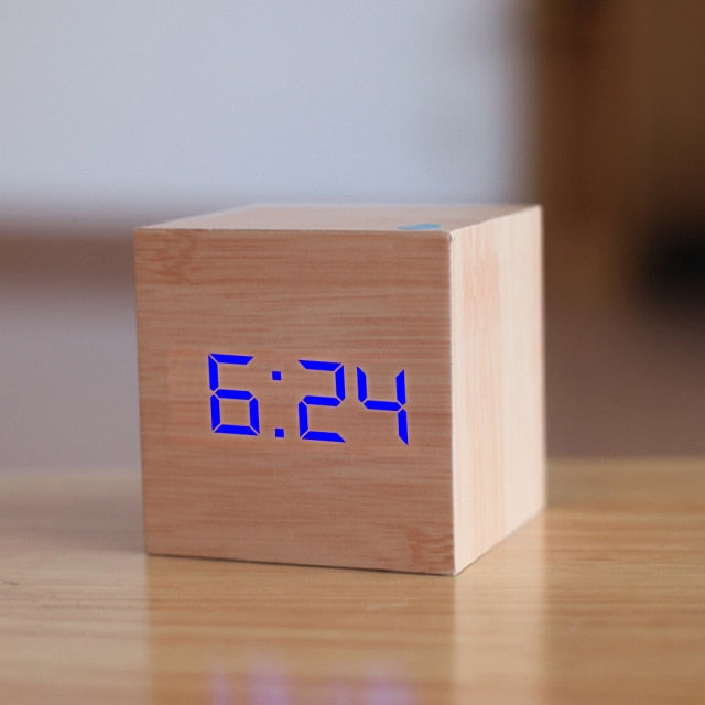 Digitale LED Wekker – Minimalistisch Vierkant Klokje met Nachtmodus