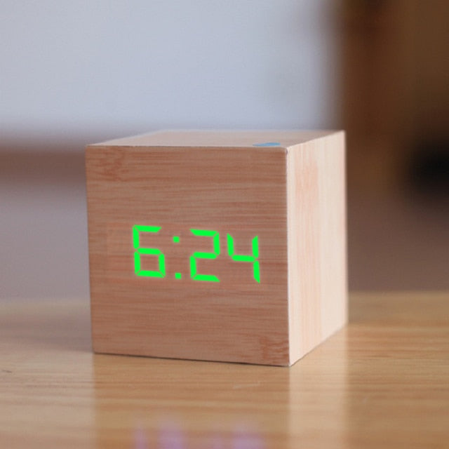 Digitale LED Wekker – Minimalistisch Vierkant Klokje met Nachtmodus