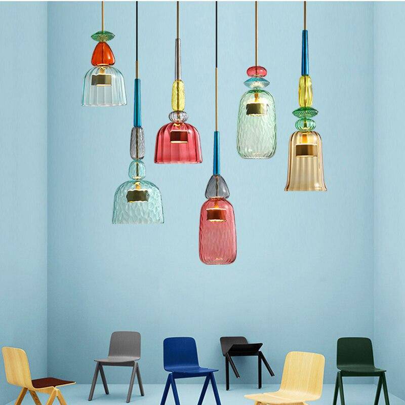 LED Design Hanglamp met Gekleurd Glas – Moderne Energiezuinige Verlichting