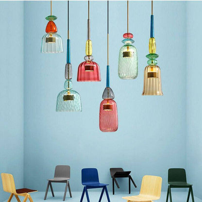 Design Glazen Hanglamp Met Gekleurd Glas En Geïntegreerde Led Moderne Cilindervormige Plafondlamp Voor Keuken Eettafel Woonkamer Met Verstelbaar Snoer