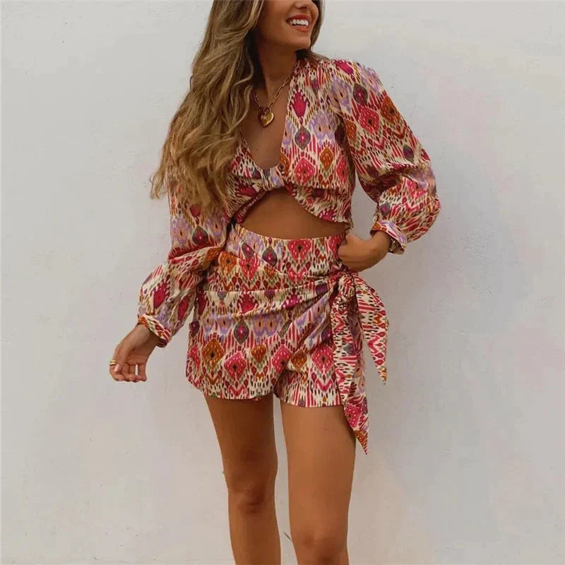 Vrouwelijke Zomerjurk Blouse en Short Set - StudioMarella