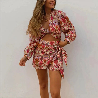 Vrouwelijke Zomerjurk Blouse en Short Set - StudioMarella