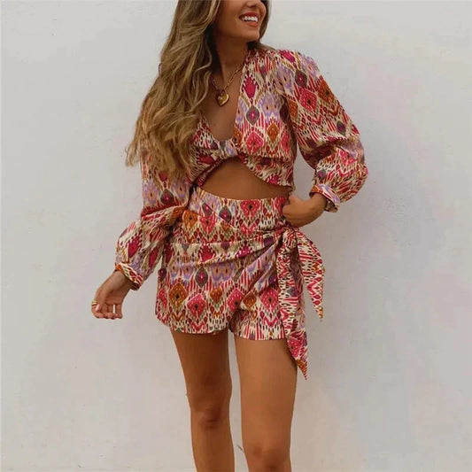 Vrouwelijke Zomerjurk Blouse en Short Set - StudioMarella