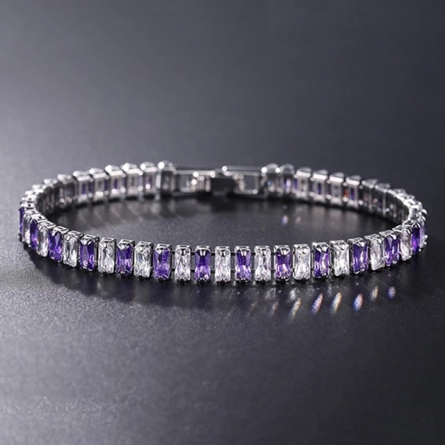 Elegante Schakelarmband met Zirkonia Stenen | Luxe Tennisarmband voor Dames en Heren | Geometrisch Design Polssieraad met Glanzende Kristallen | Verstelbare Feestelijke Armband Zilver Goud
