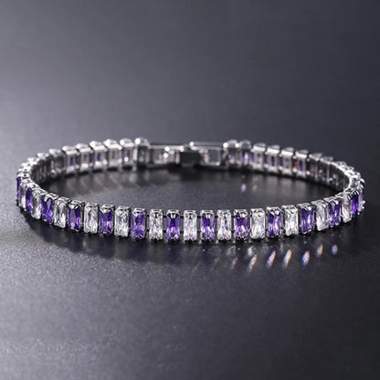 Elegante Schakelarmband met Zirkonia Stenen | Luxe Tennisarmband voor Dames en Heren | Geometrisch Design Polssieraad met Glanzende Kristallen | Verstelbare Feestelijke Armband Zilver Goud