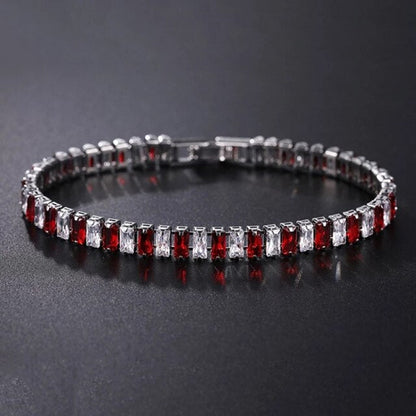 Elegante Schakelarmband met Zirkonia Stenen | Luxe Tennisarmband voor Dames en Heren | Geometrisch Design Polssieraad met Glanzende Kristallen | Verstelbare Feestelijke Armband Zilver Goud