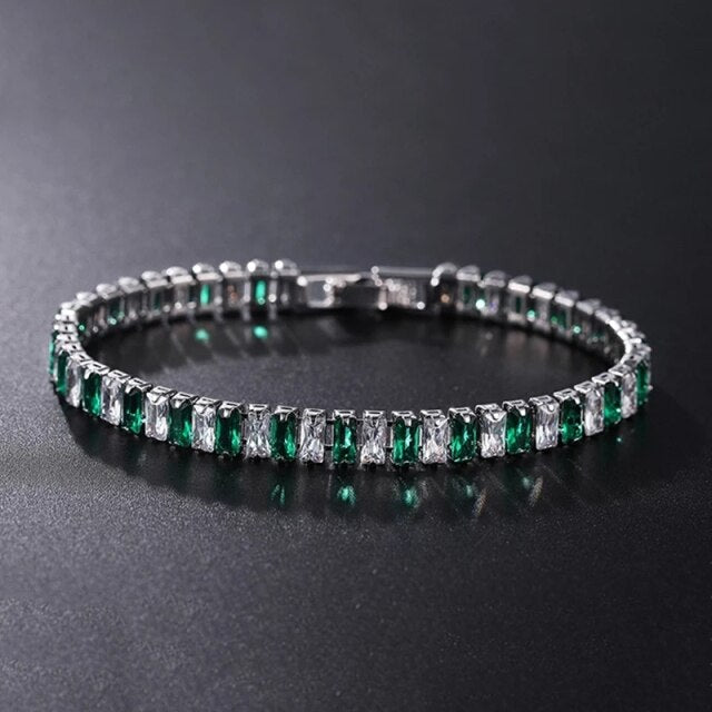 Elegante Schakelarmband met Zirkonia Stenen | Luxe Tennisarmband voor Dames en Heren | Geometrisch Design Polssieraad met Glanzende Kristallen | Verstelbare Feestelijke Armband Zilver Goud