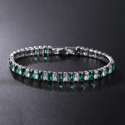 Elegante Schakelarmband met Zirkonia Stenen | Luxe Tennisarmband voor Dames en Heren | Geometrisch Design Polssieraad met Glanzende Kristallen | Verstelbare Feestelijke Armband Zilver Goud