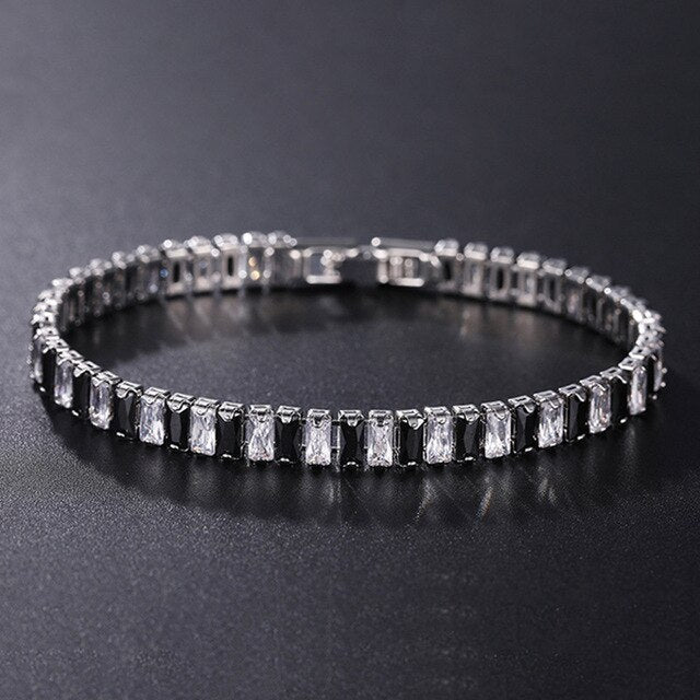 Elegante Schakelarmband met Zirkonia Stenen | Luxe Tennisarmband voor Dames en Heren | Geometrisch Design Polssieraad met Glanzende Kristallen | Verstelbare Feestelijke Armband Zilver Goud